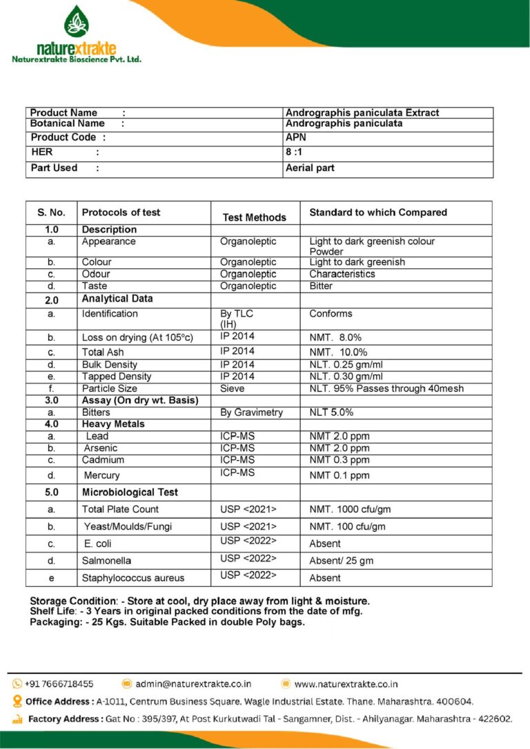 Kalmegh FG Specification- Bitter 5